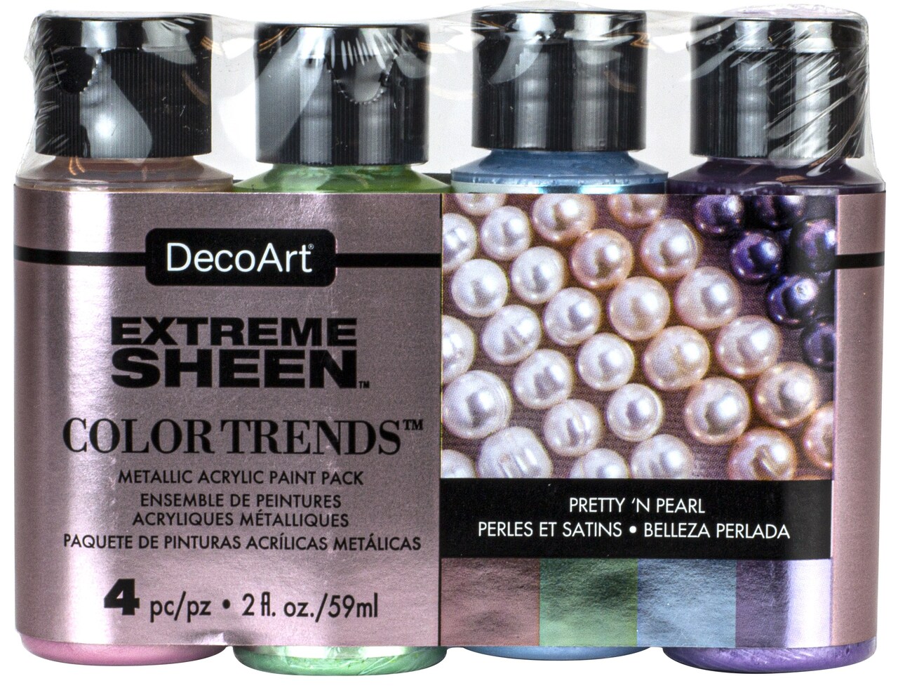 Decoart Extreme Sheen Color Trends Value Pack 4/Pkg-Pretty 'N Pearls